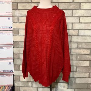 Cozy Red Cable Knit Sweater